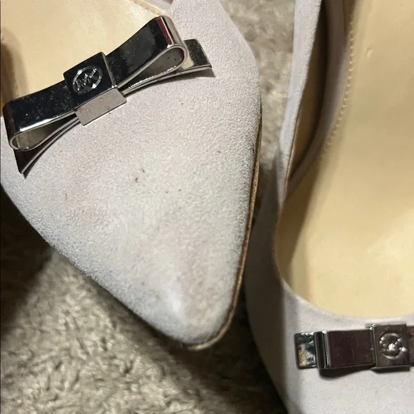 Michael Kors Women's Taupe Heels with Silver Accent - Picture 2 of 7